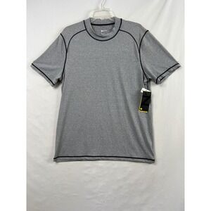 Zella Performance T-Shirt Mens Large Grey Mock Neck Short Sleeve Gym Training